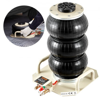 Air Jack, 3 Ton/6600 lbs Triple Bag Air Jack, Air Bag Jack Lift Up to 450 mm, 3-5S Fast Lifting Pneumatic Jack, with Side Handles for Cars, Garages, Repair (White)