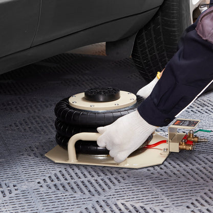 Air Jack, 3 Ton/6600 lbs Triple Bag Air Jack, Air Bag Jack Lift Up to 450 mm, 3-5S Fast Lifting Pneumatic Jack, with Side Handles for Cars, Garages, Repair (White)