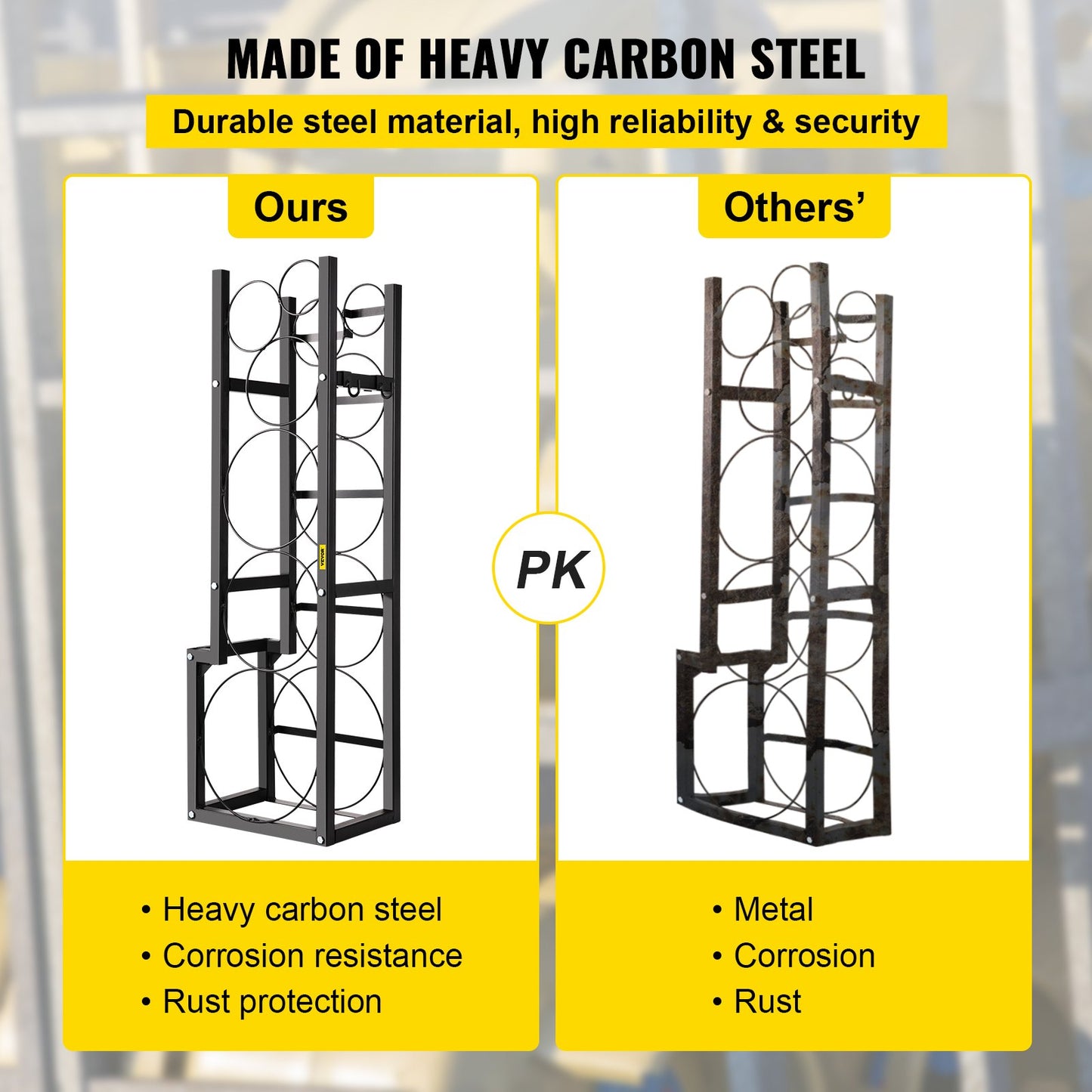 Refrigerant Tank Rack with 1x50lb, 2x30lb and 3 Small Bottles Cylinder Tank Rack, 48.5x15x11 inch Refrigerant Cylinder Rack Gas Cylinder Racks and Holders for Gas Oxygen Nitrogen Storage