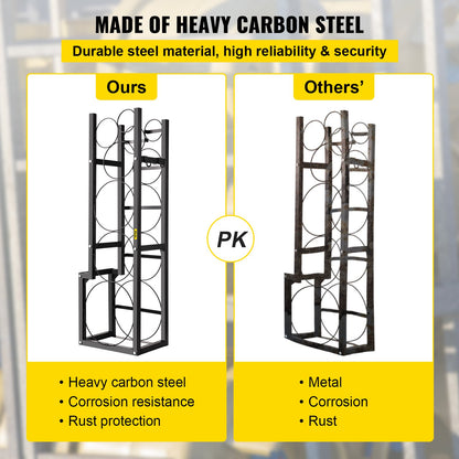 Refrigerant Tank Rack with 1x50lb, 2x30lb and 3 Small Bottles Cylinder Tank Rack, 48.5x15x11 inch Refrigerant Cylinder Rack Gas Cylinder Racks and Holders for Gas Oxygen Nitrogen Storage