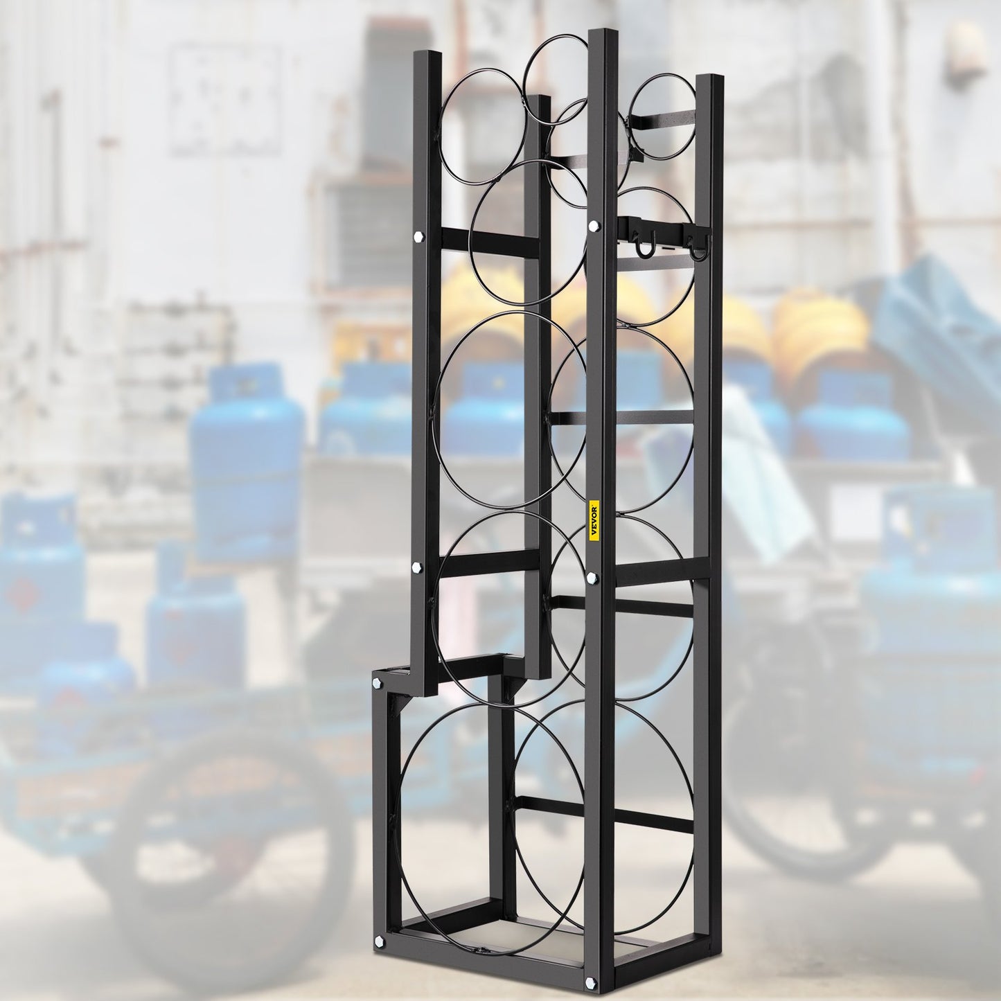 Refrigerant Tank Rack with 1x50lb, 2x30lb and 3 Small Bottles Cylinder Tank Rack, 48.5x15x11 inch Refrigerant Cylinder Rack Gas Cylinder Racks and Holders for Gas Oxygen Nitrogen Storage