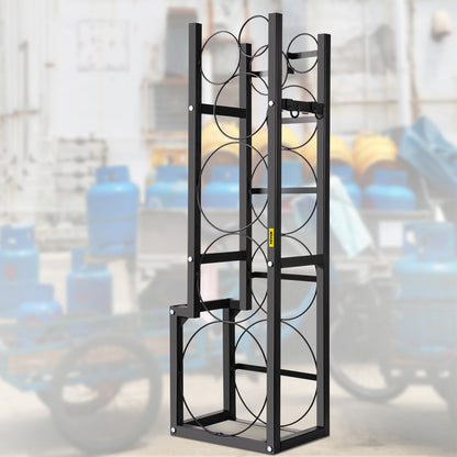 Refrigerant Tank Rack with 1x50lb, 2x30lb and 3 Small Bottles Cylinder Tank Rack, 48.5x15x11 inch Refrigerant Cylinder Rack Gas Cylinder Racks and Holders for Gas Oxygen Nitrogen Storage