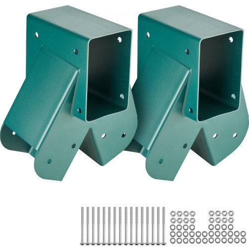 A-Frame Middle Swing Set Brackets, Heavy Duty Carbon Steel Swing Set Hardware with Mounting Hardware, DIY Swing Set Bracket Swing Set Kit for 101.6x101.6mm Legs & 101.6x152.4mm Beam, Green 2Pcs