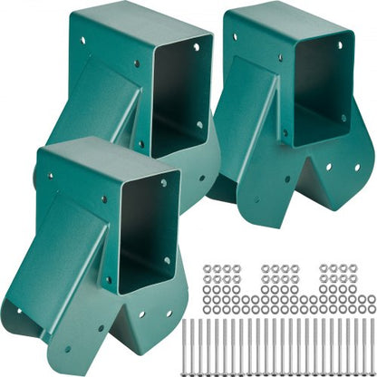 A-Frame Middle Swing Set Brackets, Heavy Duty Carbon Steel Swing Set Hardware with Mounting Hardware, DIY Swing Set Bracket Swing Set Kit for 101.6x101.6mm Legs & 101.6x152.4mm Beam, Green 3Pcs