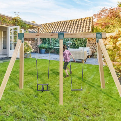 A-Frame Middle Swing Set Brackets, Heavy Duty Carbon Steel Swing Set Hardware with Mounting Hardware, DIY Swing Set Bracket Swing Set Kit for 101.6x101.6mm Legs & 101.6x152.4mm Beam, Green 3Pcs