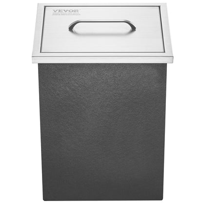 Einbau-Kühlbox, 35,5 cm L x 30,5 cm B x 45,7 cm H, Edelstahl-Eisbox, gewerblicher Eisbehälter mit Deckel, 40-Liter-Eisbar für die Außenküche, inklusive Abflussrohr und Abflussstopfen, für gekühlten Wein und Bier