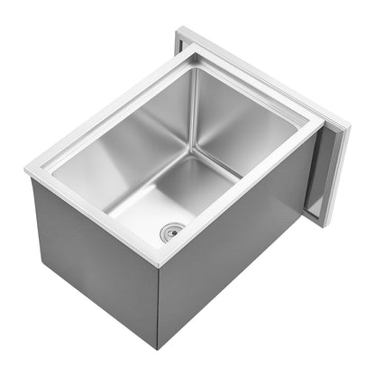 Drop in Ice Chest, 20"L x 14"W x 12"H (508 x 355 x 306 mm) Stainless Steel Drop in Cooler, 30L Commercial Ice Bin with Pot Lid for Outdoor, Drain-pipe Set Included, for Cold Wine Beer
