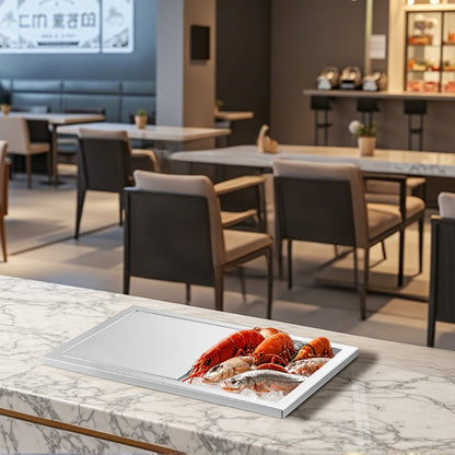 Drop in Ice Chest, 18"L x 12"W x 15"H (455 x 305 x 385 mm) Stainless Steel Drop in Cooler, 27.1L Commercial Ice Bin with Sliding Lid for Outdoor, Drain-pipe Set Included, for Cold Wine Beer