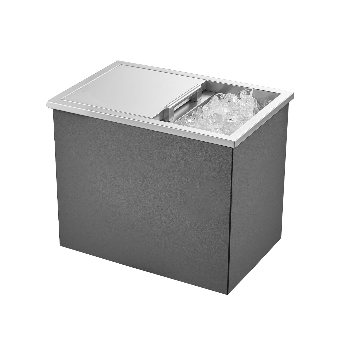 Drop in Ice Chest, 18"L x 12"W x 15"H (455 x 305 x 385 mm) Stainless Steel Drop in Cooler, 27.1L Commercial Ice Bin with Sliding Lid for Outdoor, Drain-pipe Set Included, for Cold Wine Beer