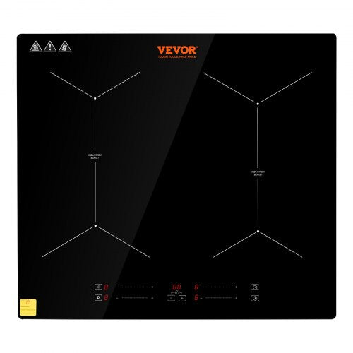 24-Zoll-Elektrokochfeld mit 4 Kochzonen, Glaskeramik-Kochfeld und Touch-Steuerung