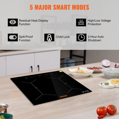 24 inch Electric Cooktop 4 Burners Ceramic Glass Stove Top Touch Control