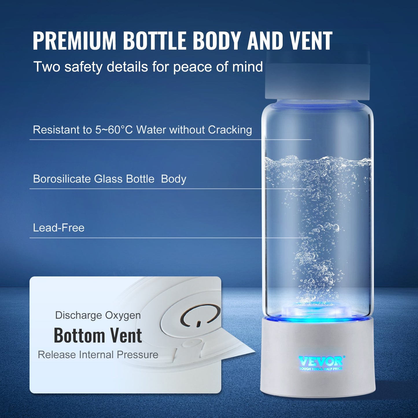 Hydrogen Water Bottle Generator, 380 ml/ 379.9 g Capacity Portable Hydrogen Water Maker, SPE Technology Hydrogen Rich Water Ionizer Machine with Nasal Inhalation Tube and Self-Cleaning
