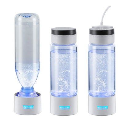 Hydrogen Water Bottle Generator, 380 ml/ 379.9 g Capacity Portable Hydrogen Water Maker, SPE Technology Hydrogen Rich Water Ionizer Machine with Nasal Inhalation Tube and Self-Cleaning