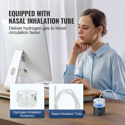 Wasserstoff-Wasserflaschengenerator, 230 ml / 229,6 g Fassungsvermögen, tragbarer Wasserstoff-Wasserstoff-Hersteller, SPE-Technologie, wasserstoffreiches Wasserionisierungsgerät mit Naseninhalationsschlauch und Selbstreinigungsfunktion