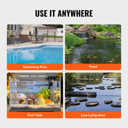 Tauchpumpe, Sumpfpumpe, 320 W, 1585 GPH/6002 LPH, 23 ft/7 m Förderhöhe