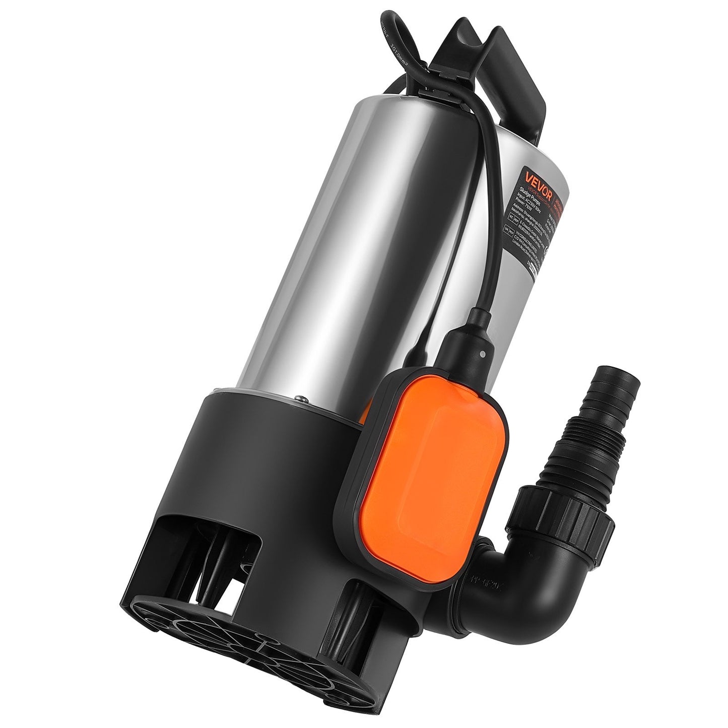 710-W-Tauchpumpe, 20.000 l/h, Edelstahl-Tauchpumpe für Abwasser, Schmutzwasser und Frischwasser mit automatischem Schwimmerschalter, langem Kabel, max. Förderhöhe 9 m, für Pools, Gärten, Teiche und überflutete Bereiche