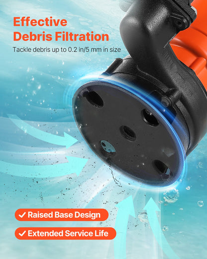 550-W-Tauchpumpe für Schmutzwasser, 18.000 l/h, Tauchpumpe aus Gusseisen für Abwassergruben mit 2-Zoll-Auslass, max. Förderhöhe 10 m, zum Abpumpen von Schmutz- und sauberem Wasser, für Pools, Gärten, Teiche, Keller und überschwemmte Bereiche