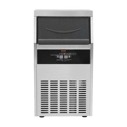 Gewerblicher Eiswürfelbereiter, 45 kg/24 Std., 50 Eiswürfel in 12–15 Minuten, freistehender Schrank-Eiswürfelbereiter mit 15 kg Speicherkapazität und LED-Digitalanzeige, für Bars, Zuhause, Büros und Restaurants