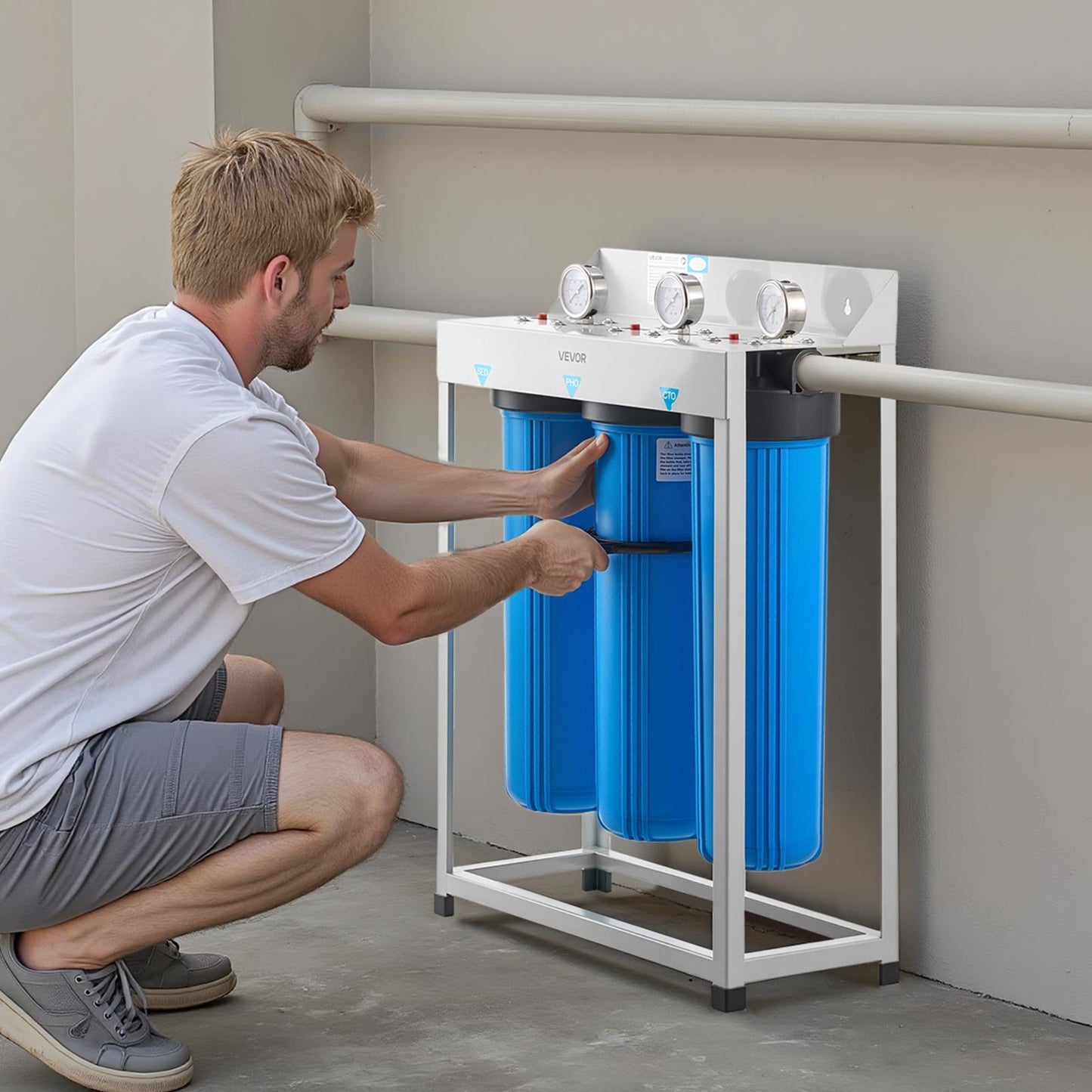 Whole House Water Filter Replacement Cartridge, 4.5"x20"(11x51cm) Polyphosphate Scale Inhibitor Filter for Whole Home Filtration System, Reduce Chlorine, Taste, Odor, Prevent Corrosion