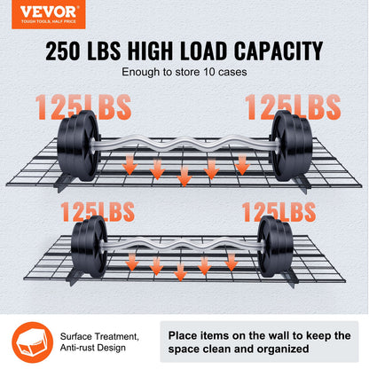 Garage Storage Shelving, 2 Pack, 4 x 2 ft Heavy Duty Garage Shelves Wall Mounted, 500 lbs Load Capacity(Total) Garage Storage Rack Floating Shelves, Suitable for Shop, Shed, Garage Storage