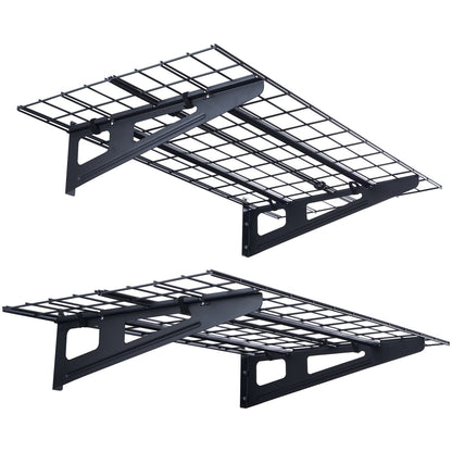 Garage Storage Shelving, 2 Pack, 4 x 2 ft Heavy Duty Garage Shelves Wall Mounted, 500 lbs Load Capacity(Total) Garage Storage Rack Floating Shelves, Suitable for Shop, Shed, Garage Storage