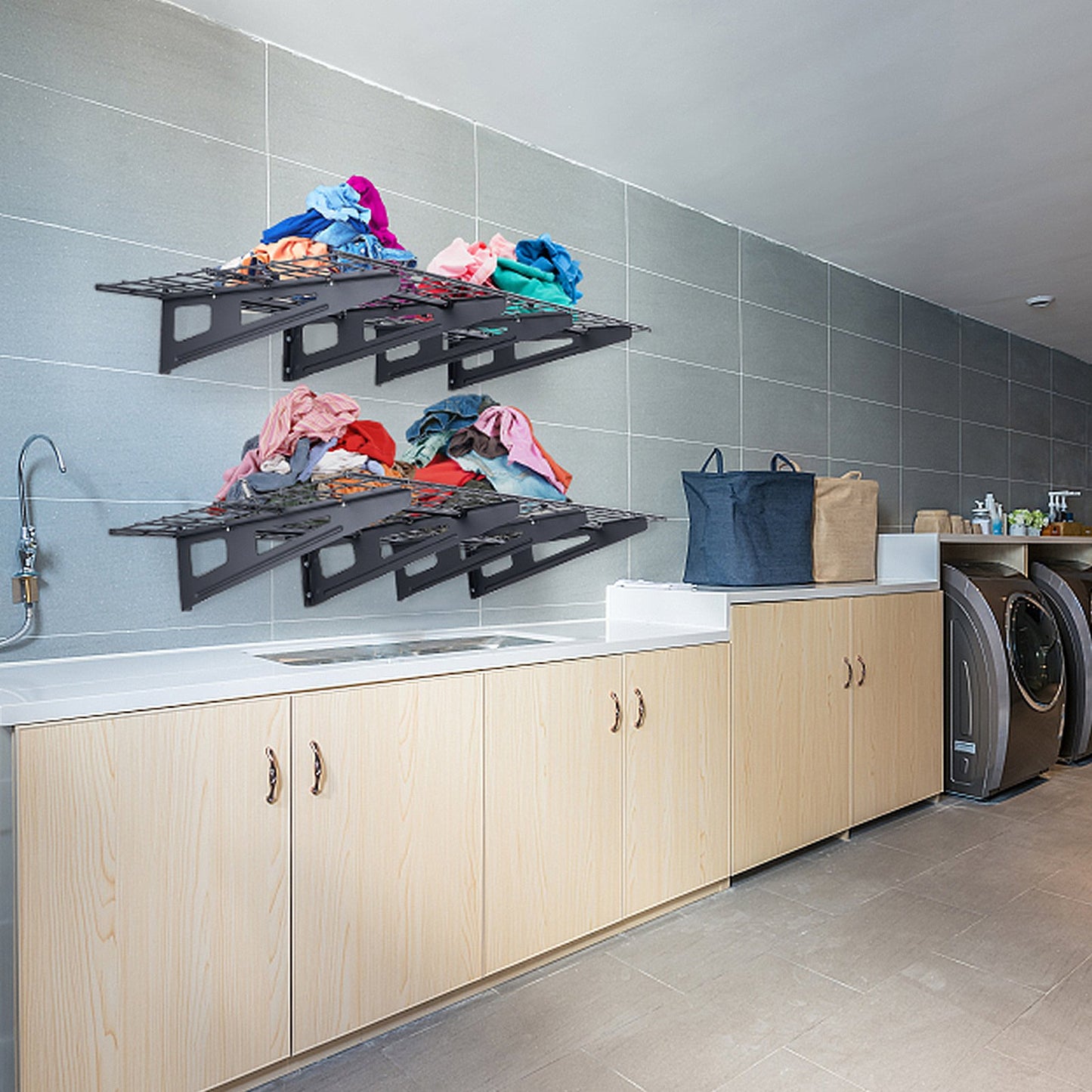 Garage Storage Shelving, 2 Pack, 6 x 2 ft Heavy Duty Garage Shelves Wall Mounted, 1000 lbs Load Capacity(Total) Garage Storage Rack Floating Shelves, Suitable for Shop, Shed, Garage Storage