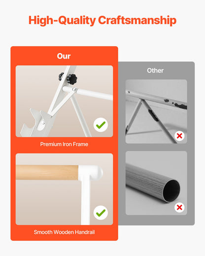 Ballet Barre, Freestanding Portable Barre Bar, Home Fitness Exercise Equipment for Abs, Arms, Strength, and Cardio, Easy to Store Foldable Stretching Dance Bars, 4 Level Height Adjustable