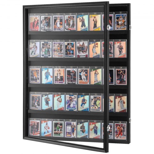 Vitrine für 35 bewertete Sportkarten, 61,7 x 77,5 x 5,3 cm (24,3 x 30,5 x 2,1 Zoll), Baseballkarten-Displayrahmen mit 98 % UV-Schutz durch klares PC-Glas, abschließbarer Wandschrank für Sammelkarten aus den Bereichen Fußball, Basketball und Hockey