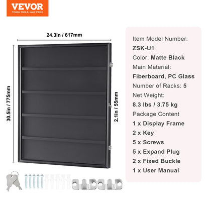 Vitrine für 35 bewertete Sportkarten, 61,7 x 77,5 x 5,3 cm (24,3 x 30,5 x 2,1 Zoll), Baseballkarten-Displayrahmen mit 98 % UV-Schutz durch klares PC-Glas, abschließbarer Wandschrank für Sammelkarten aus den Bereichen Fußball, Basketball und Hockey