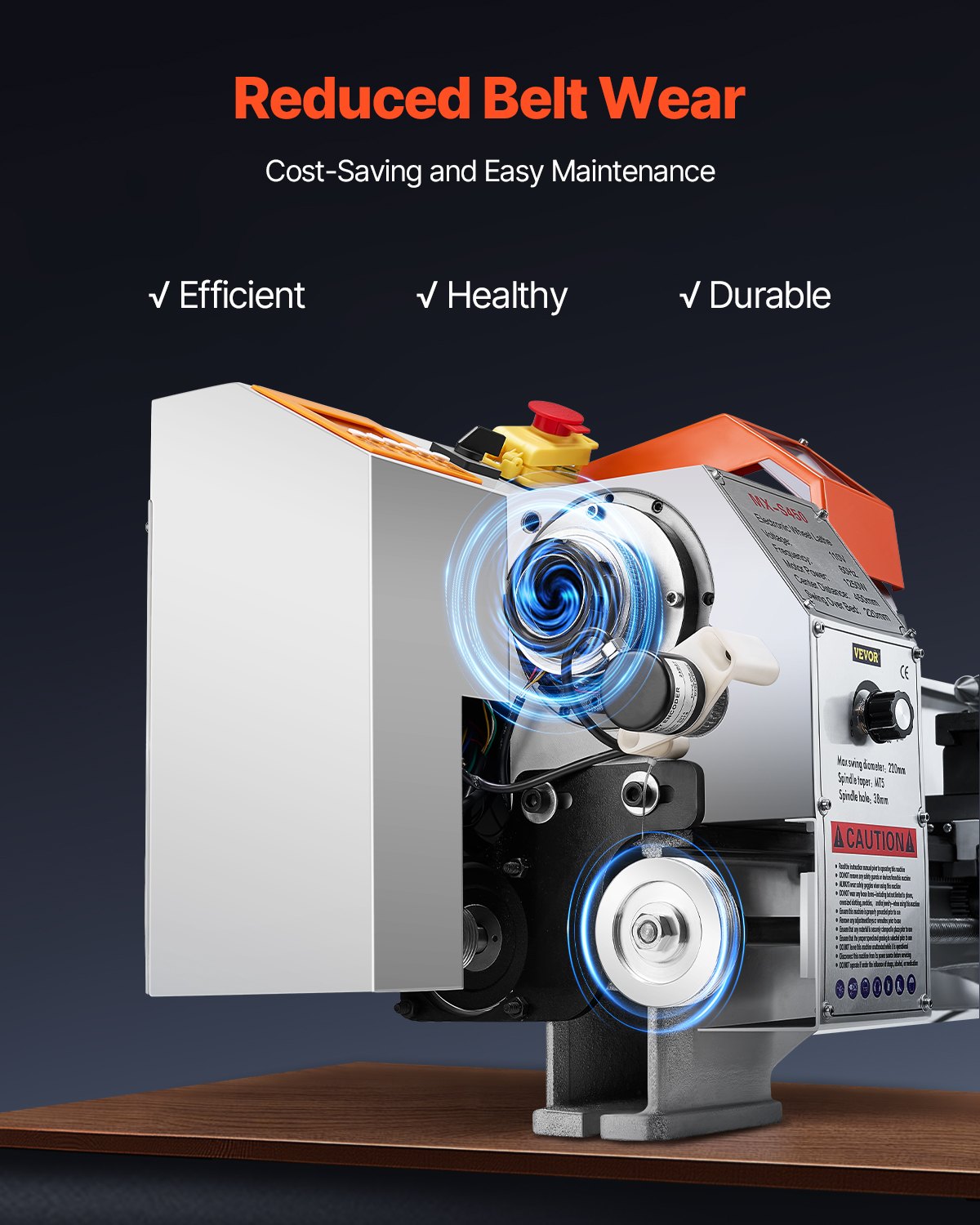 Metalldrehmaschine, 220 x 450 mm (8,7 x 18 Zoll), Präzisions-Tischdrehmaschine mit automatischem Vorschub, variabler Drehzahl von 0–2500 U/min, 1250-W-Bürstenlosmotor, für die Bearbeitung von Präzisionsteilen aus Weichmetallen, Holz und Kunststoffen