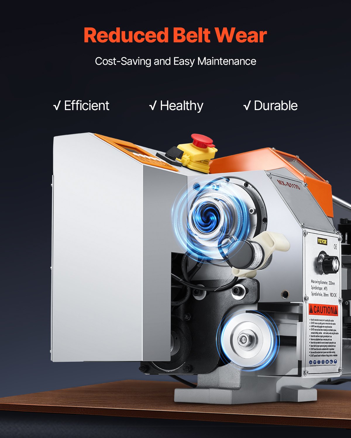 Metalldrehmaschine, 220 x 1000 mm (8,7 x 39 Zoll), Präzisions-Tischdrehmaschine mit automatischem Vorschub, variabler Drehzahl von 0–2500 U/min, 1250-W-Bürstenlosmotor, für die Bearbeitung von Präzisionsteilen aus Weichmetallen, Holz und Kunststoffen