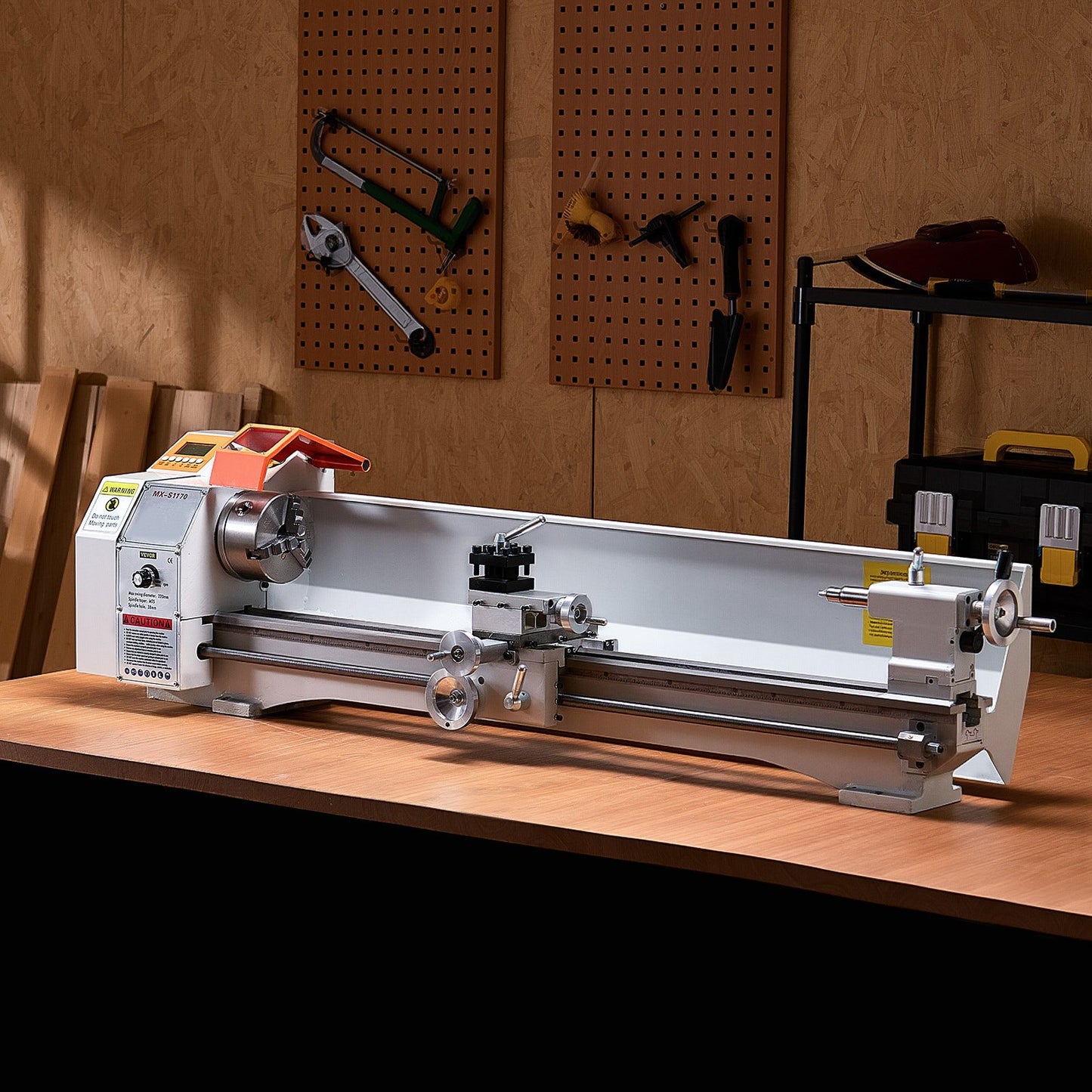 Metalldrehmaschine, 220 x 1000 mm (8,7 x 39 Zoll), Präzisions-Tischdrehmaschine mit automatischem Vorschub, variabler Drehzahl von 0–2500 U/min, 1250-W-Bürstenlosmotor, für die Bearbeitung von Präzisionsteilen aus Weichmetallen, Holz und Kunststoffen