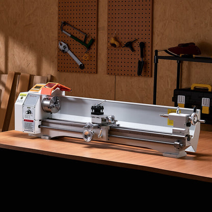 Metalldrehmaschine, 220 x 1000 mm (8,7 x 39 Zoll), Präzisions-Tischdrehmaschine mit automatischem Vorschub, variabler Drehzahl von 0–2500 U/min, 1250-W-Bürstenlosmotor, für die Bearbeitung von Präzisionsteilen aus Weichmetallen, Holz und Kunststoffen
