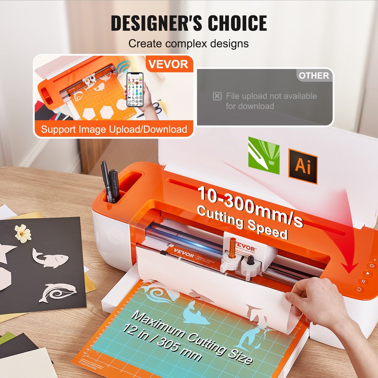 Vinylschneider, Bluetooth-fähig, kompatibel mit iOS, Android, Windows und Mac, zahlreiche Designs inklusive, für die Gestaltung individueller Karten und Wohnaccessoires