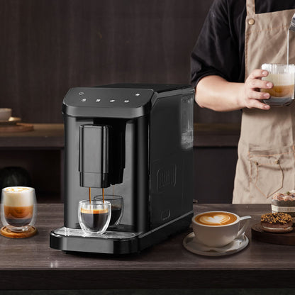 Automatischer Espressoautomat – mit integriertem Mahlwerk, 15-Bar-Kaffeemaschine mit 15 Mahlgradeinstellungen, professioneller Espressomaschine mit 1,5-Liter-Wassertank und 180-g-Bohnenbehälter