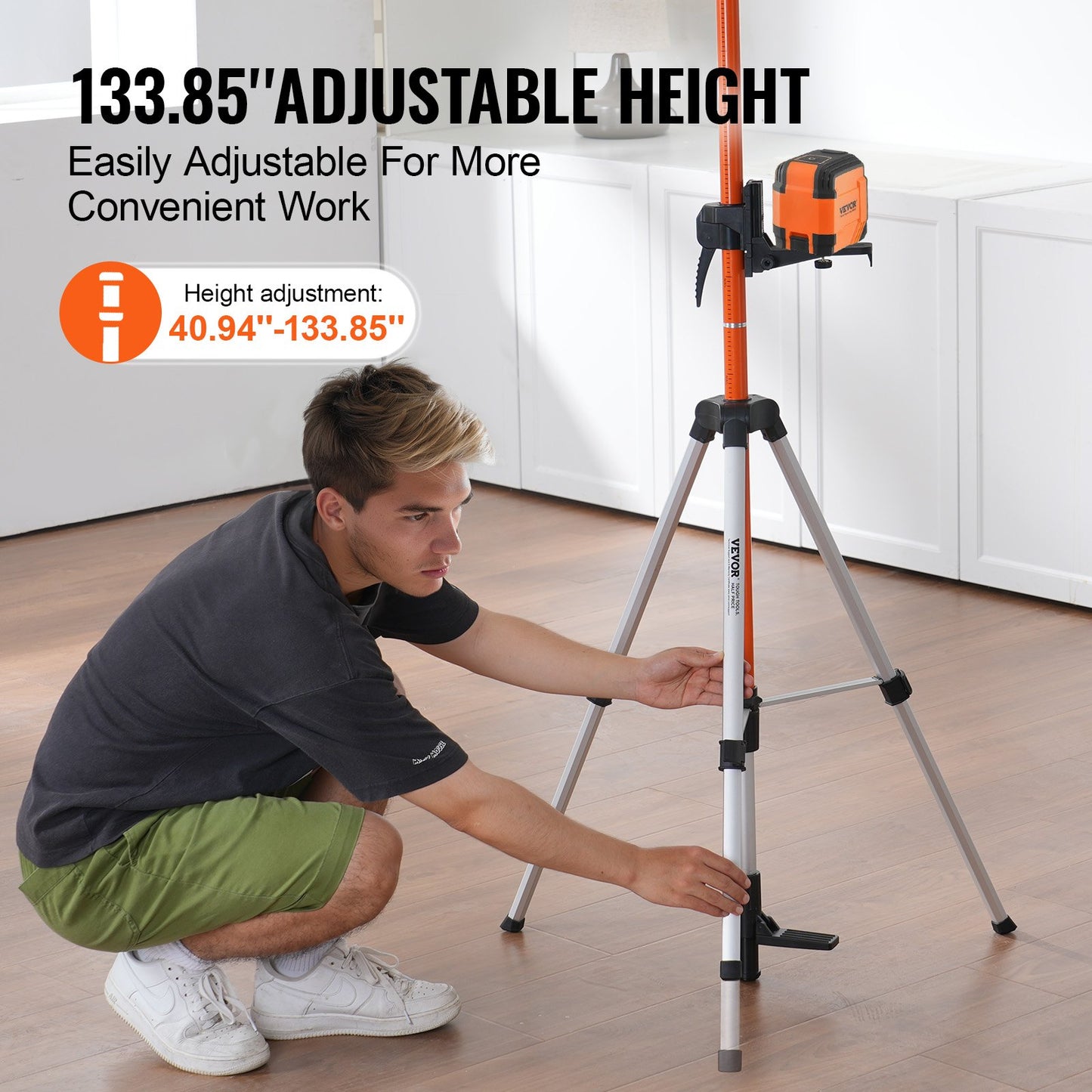 Laser Level Tripod 10.2 cm-20 & 20.3 cm-11 Thread 1040-3400 mm Height Adjust
