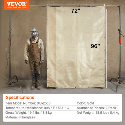 182.9 cm x 243.8 cm Welding Blankets Heat Treated Fiberglass Welding Mat Cover 2 Pack