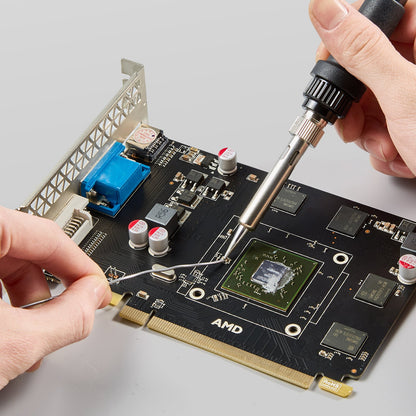 2-in-1 Heißluft-Löt- und Reparaturstation, 820 W, Digitalanzeige, 5-V-USB-Ladeanschluss, einstellbare Temperatur und Luftmenge, 3 Heißluftdüsen, 5 Lötspitzen