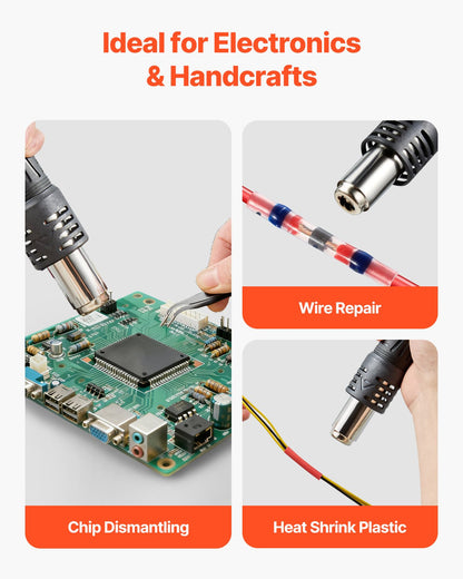 Hot Air Rework Station, 1000W Digital SMD Rework Station, 212℉-896℉ Hot Air Gun with 99-Level Adjustable Airflow, 3 Pre-Set Channels & 3 Hot Air Nozzles for Chip Dismantling, Electronics Repair