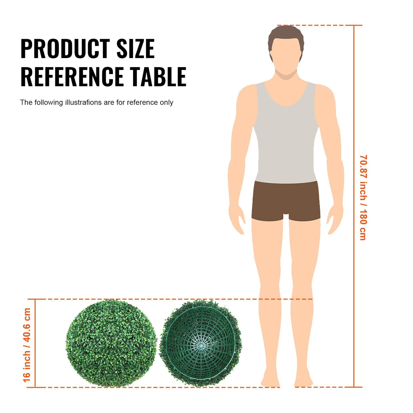 Künstliche Buchsbaumkugeln, 40 cm hoch (2 Stück), kugelförmig, ganzjährig grün, dekorative Pflanzenkugeln für Garten, Balkon, Terrasse, Hochzeit und Zuhause