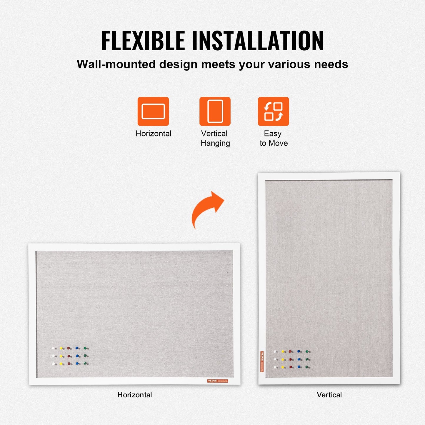 36"x24" White Cork Board with Linen Surface – Stylish Wall-Mounted Bulletin Board for Home, School, Office – Elegant & Functional Noticeboard