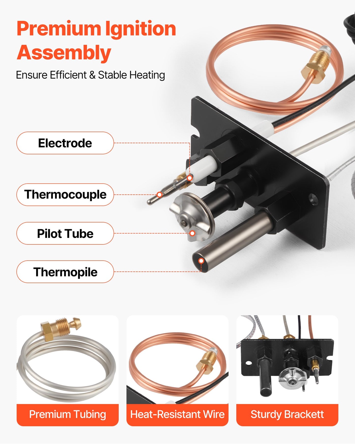 Gaszündflammen-Baugruppe, OE 69L17, 69L1701, 904405, J4117, 108084-02, Kamin-Gaszündflammen-Bausatz, Ersatz für Erdgaszündung, kompatibel mit Lennox-, Superior- und Astria-Modellen, Schwarz
