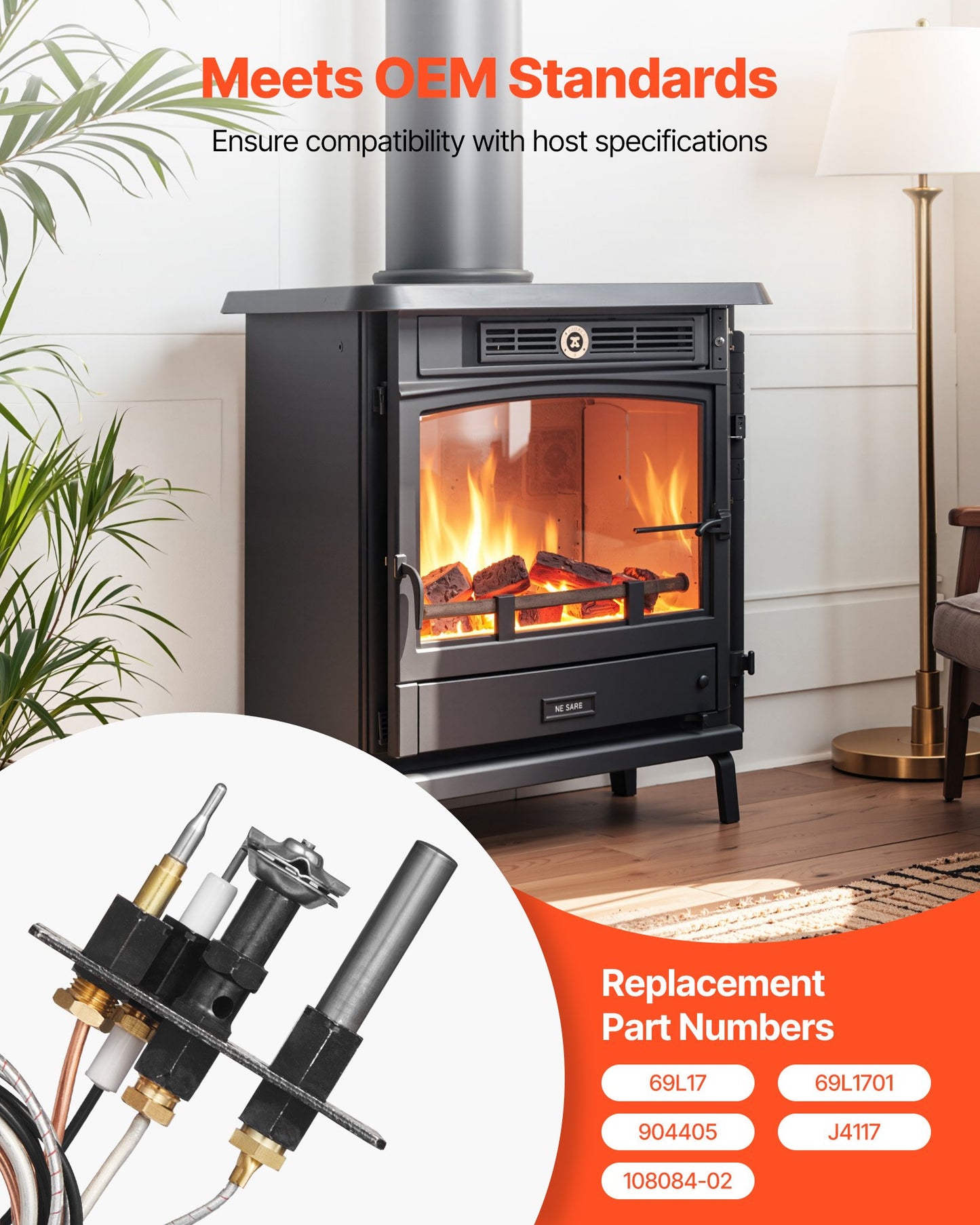 Gaszündflammen-Baugruppe, OE 69L17, 69L1701, 904405, J4117, 108084-02, Kamin-Gaszündflammen-Bausatz, Ersatz für Erdgaszündung, kompatibel mit Lennox-, Superior- und Astria-Modellen, Schwarz