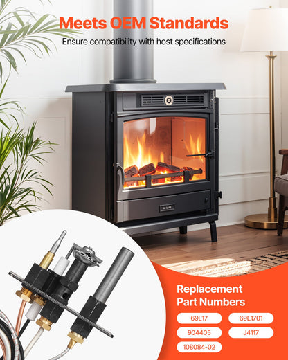 Gaszündflammen-Baugruppe, OE 69L17, 69L1701, 904405, J4117, 108084-02, Kamin-Gaszündflammen-Bausatz, Ersatz für Erdgaszündung, kompatibel mit Lennox-, Superior- und Astria-Modellen, Schwarz