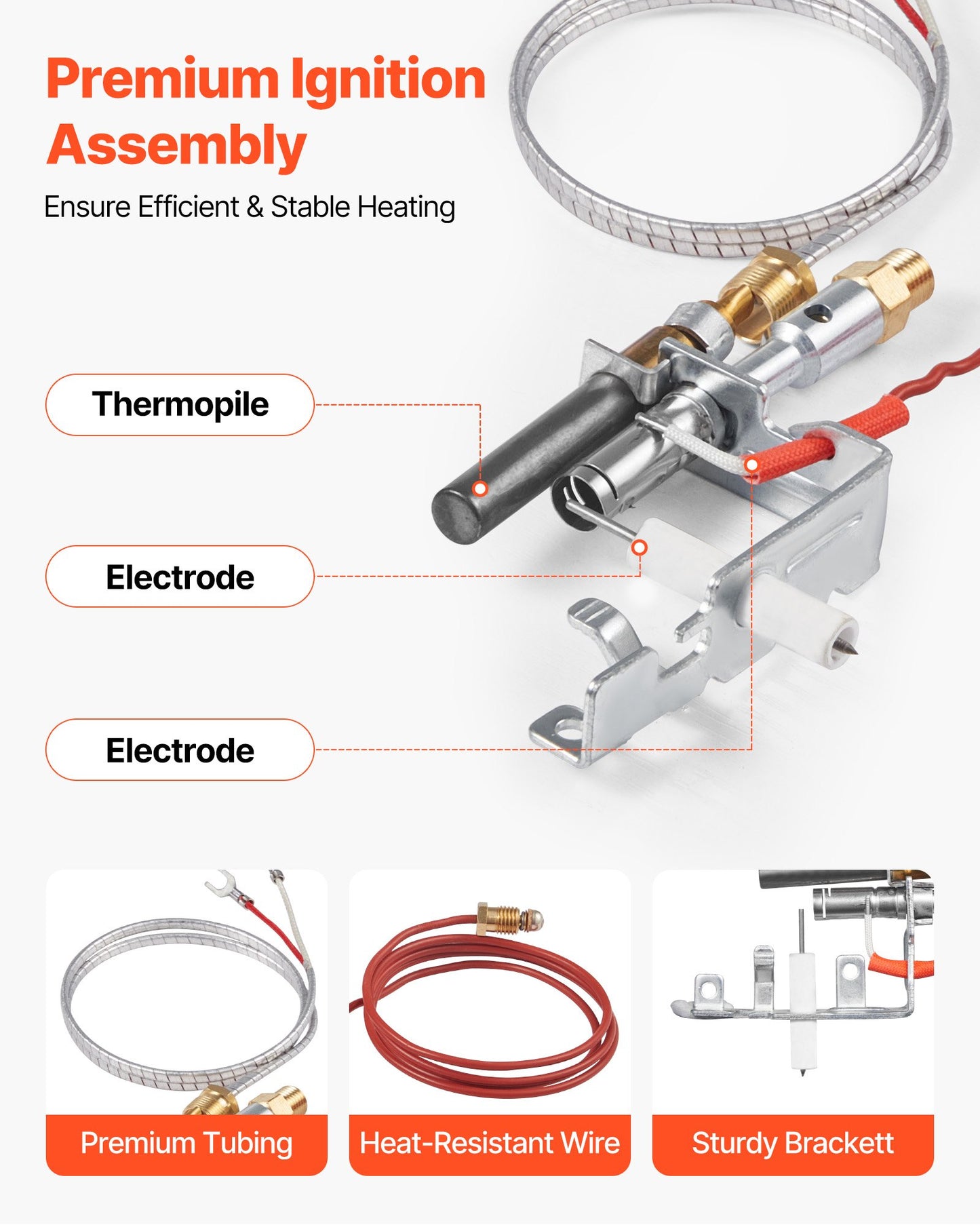 Gas Pilot Assembly, OE 14D0477, LPG8404, SRV14D0477 Fireplace Gas Pilot Assembly Kit, LPG Ignition Replacement, Compatible with Lexington Forge, Majestic, Martin, Monessen Models