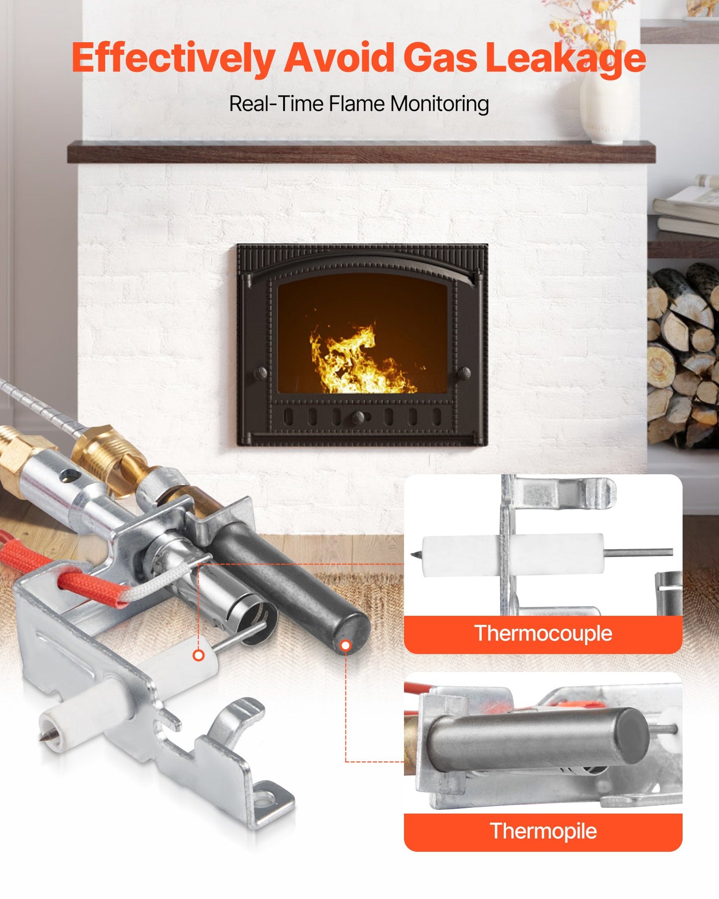 Gas Pilot Assembly, OE 14D0477, LPG8404, SRV14D0477 Fireplace Gas Pilot Assembly Kit, LPG Ignition Replacement, Compatible with Lexington Forge, Majestic, Martin, Monessen Models