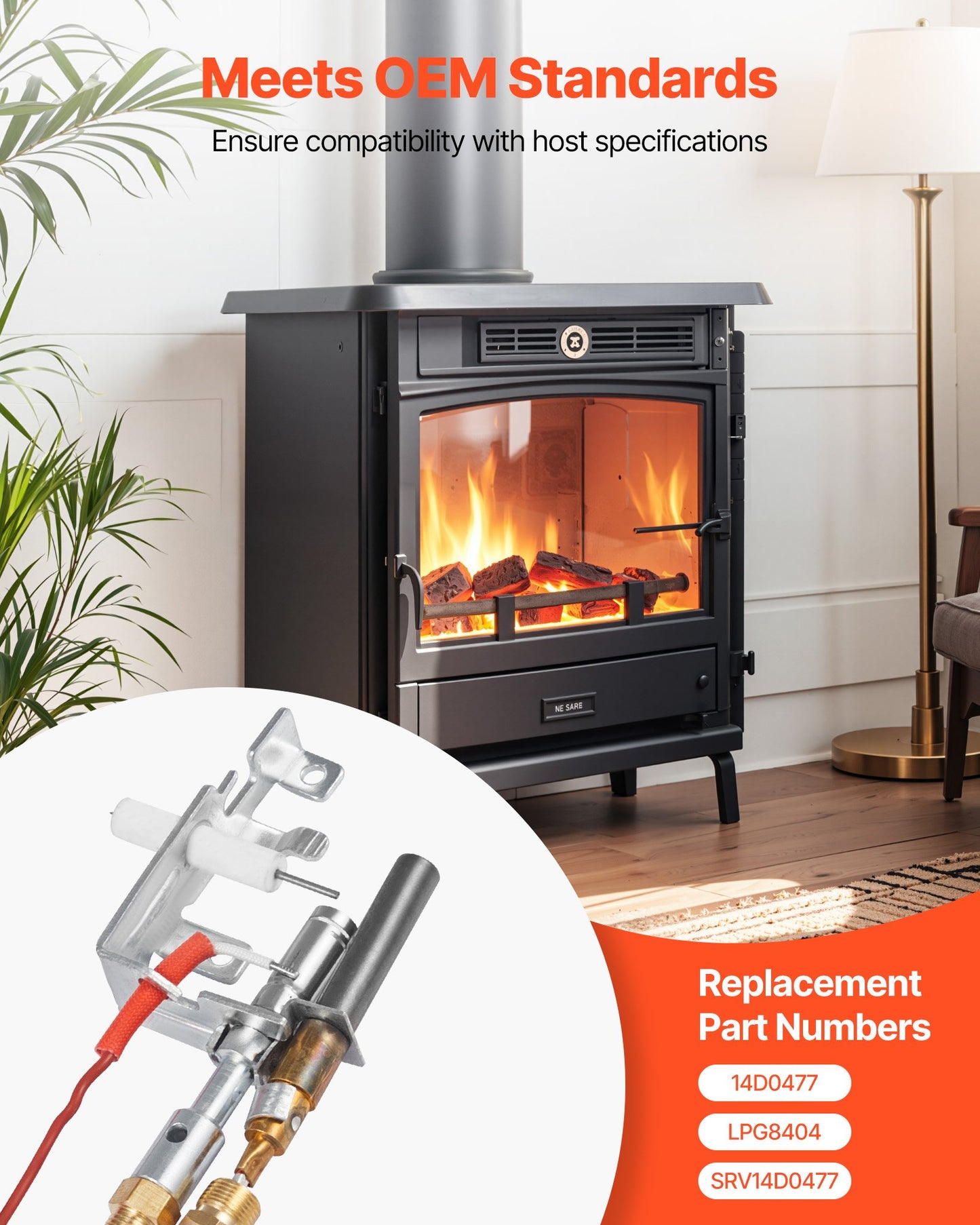 Gas Pilot Assembly, OE 14D0477, LPG8404, SRV14D0477 Fireplace Gas Pilot Assembly Kit, LPG Ignition Replacement, Compatible with Lexington Forge, Majestic, Martin, Monessen Models