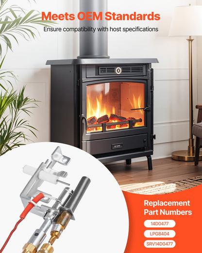 Gas Pilot Assembly, OE 14D0477, LPG8404, SRV14D0477 Fireplace Gas Pilot Assembly Kit, LPG Ignition Replacement, Compatible with Lexington Forge, Majestic, Martin, Monessen Models