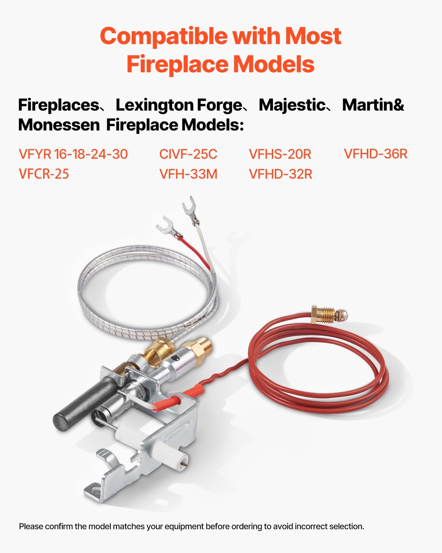 Gas Pilot Assembly, OE 14D0477, LPG8404, SRV14D0477 Fireplace Gas Pilot Assembly Kit, LPG Ignition Replacement, Compatible with Lexington Forge, Majestic, Martin, Monessen Models