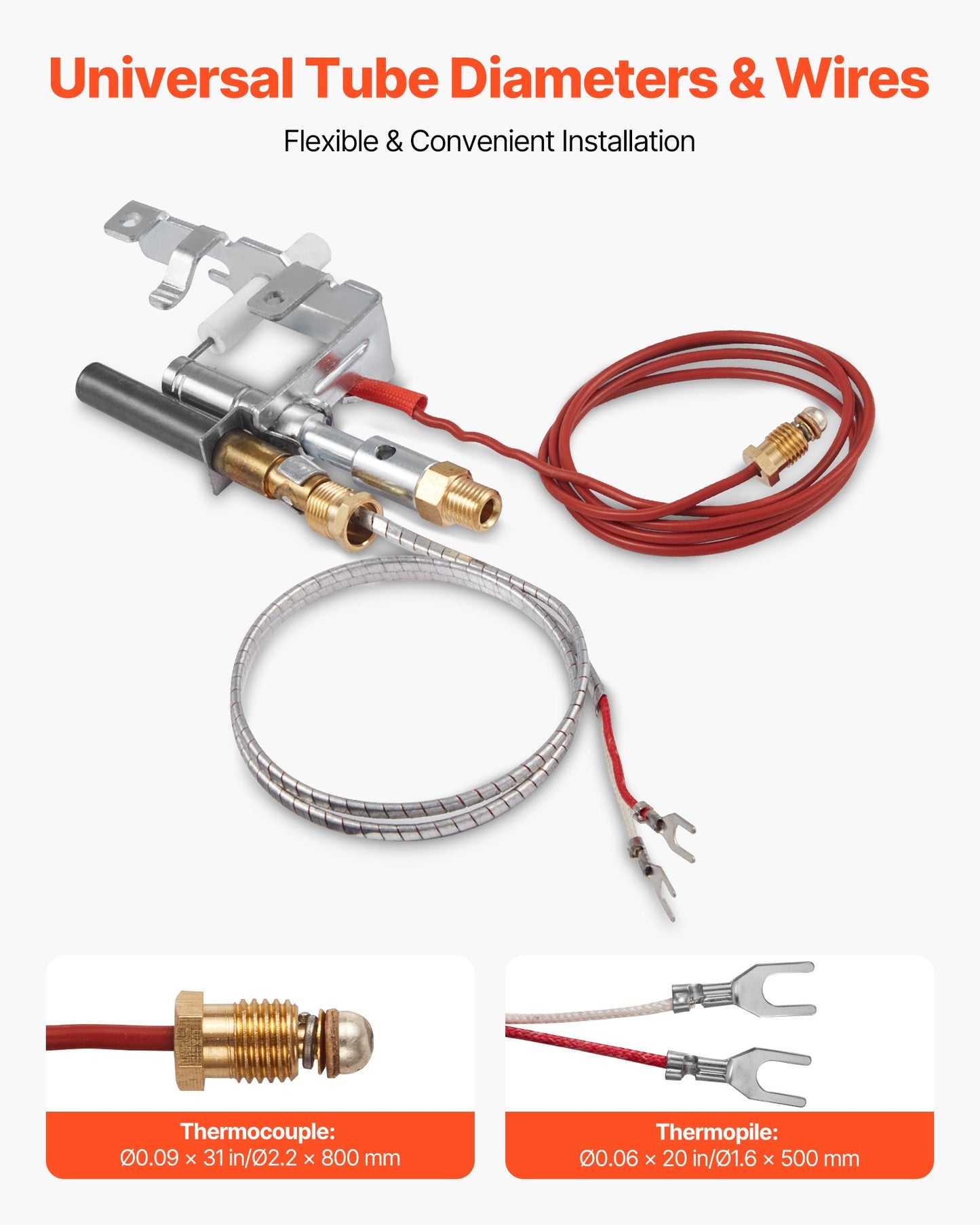 Gas Pilot Assembly, OE 14D0477, LPG8404, SRV14D0477 Fireplace Gas Pilot Assembly Kit, LPG Ignition Replacement, Compatible with Lexington Forge, Majestic, Martin, Monessen Models